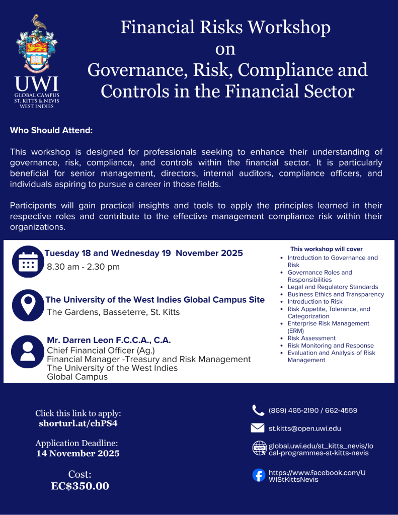 Financial Risk Workshop on Governance, Risk Compliance and Controls in the Financial Sector