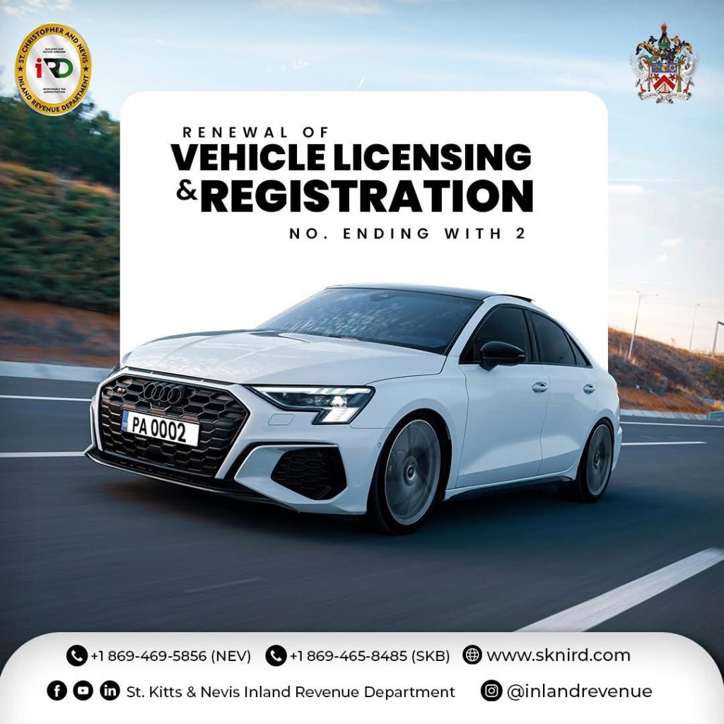 Renewal of Vehicle Licence & Registration No Ending with 2
