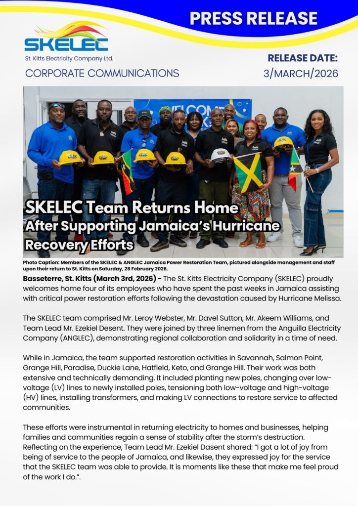 SKELEC Team Returns Home After Supporting Jamaica’s Hurricane Recovery Efforts