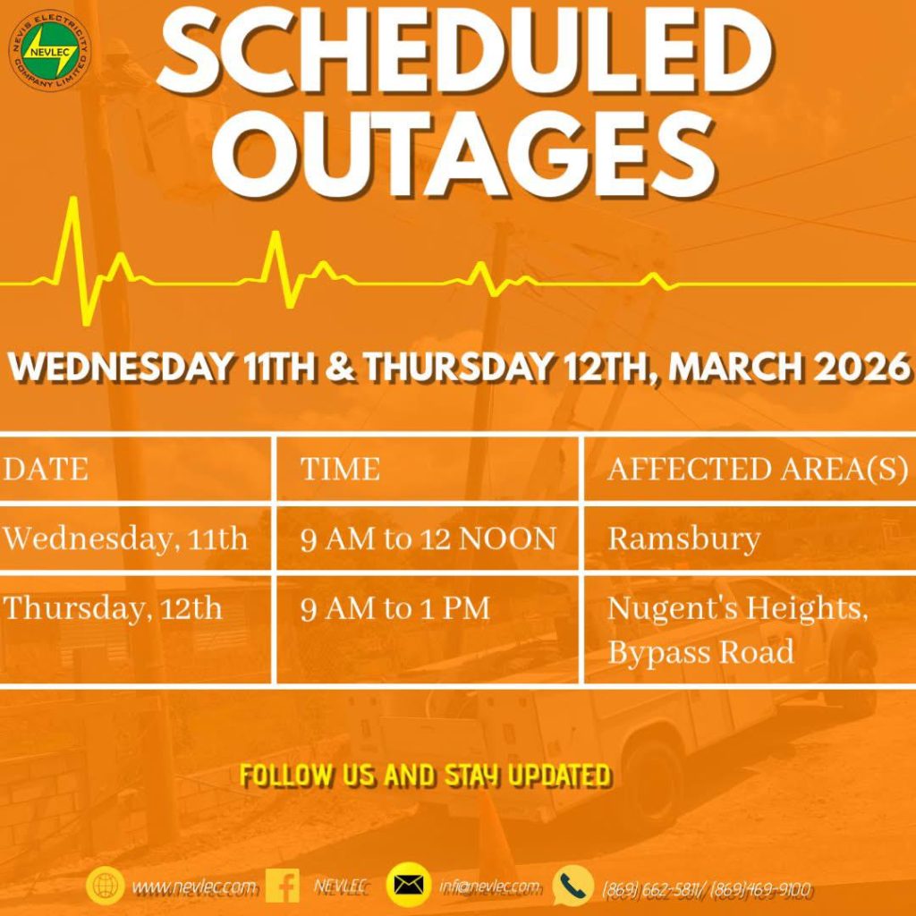 NEVLEC Scheduled Outages Wednesday March 11 & Thursday March 12, 2026