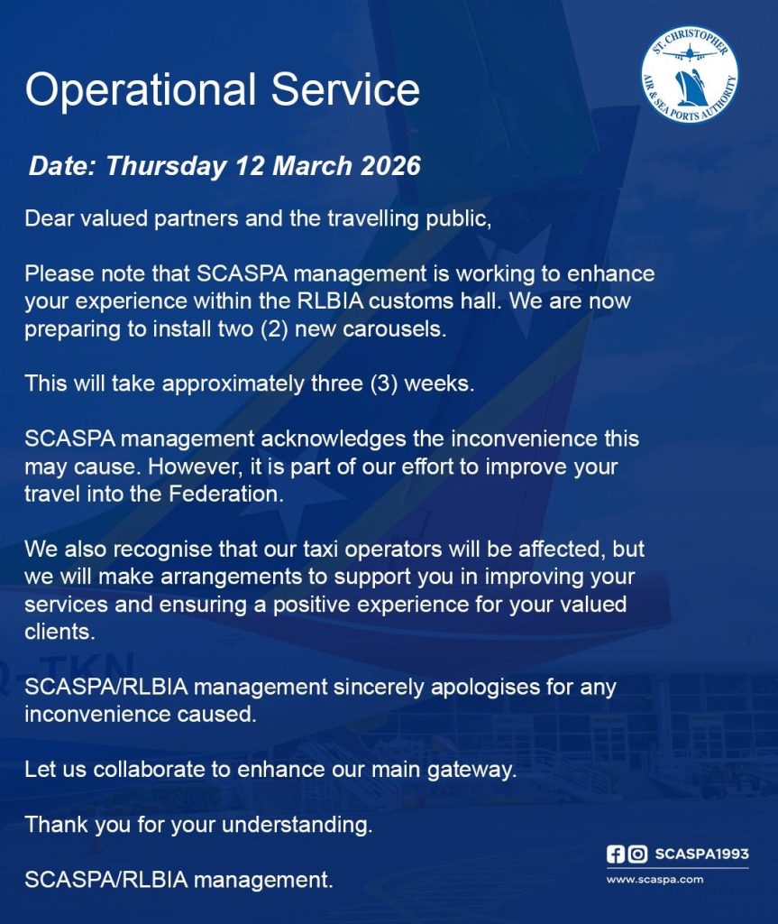 SCASPA Operational Notice at RLB International Airport