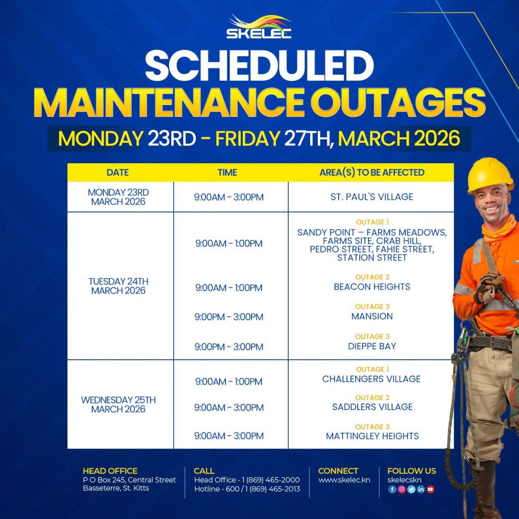 SKELEC Scheduled Maintenance Power Outage Monday 23 – Friday 27, March 2026