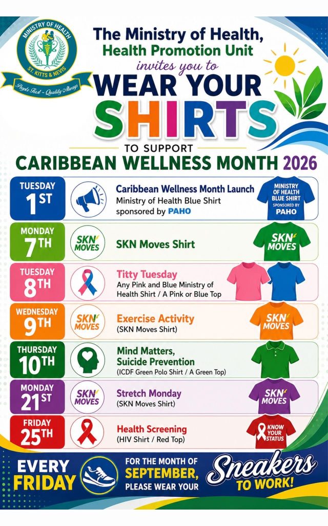 Ministry of Health Caribbean Wellness Month : Wear Your T-Shirts